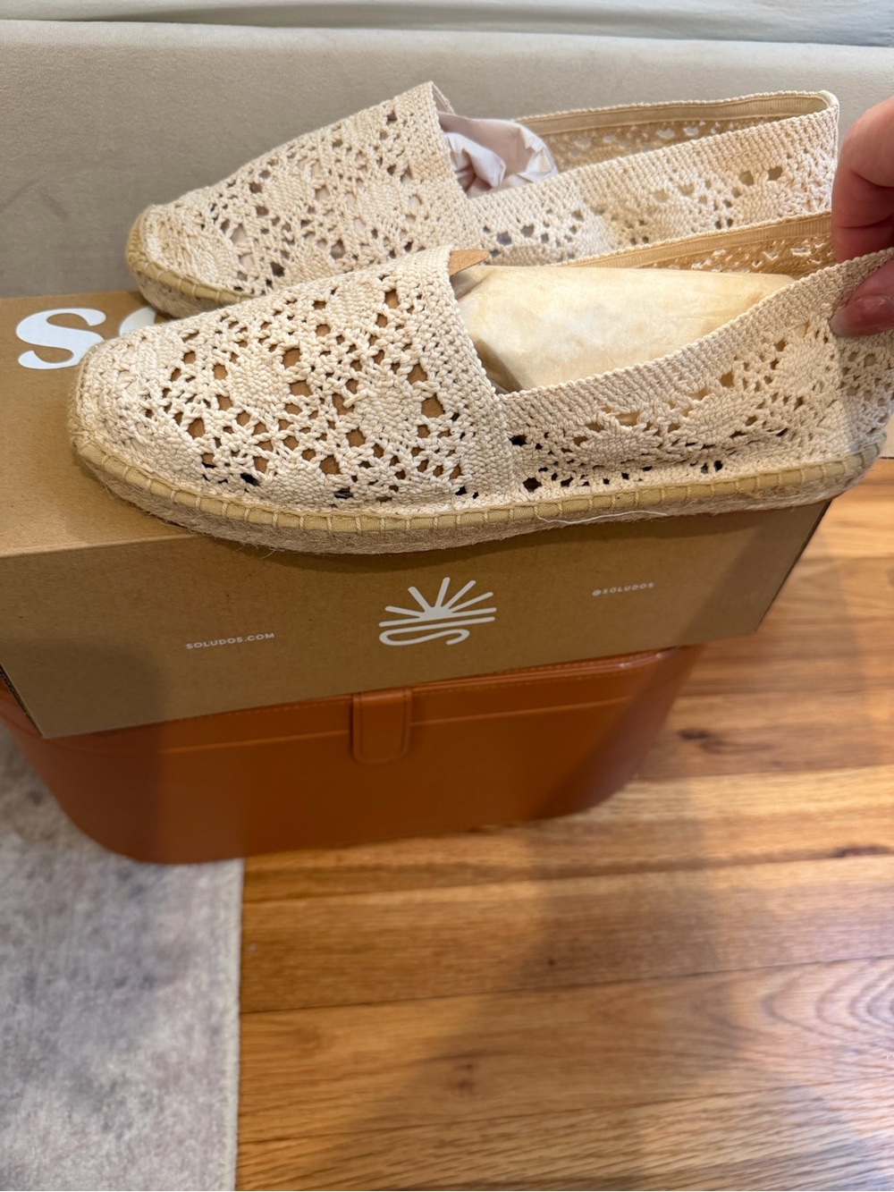 Soludos Crochet Espadrille Slip-On in Neutral Cream